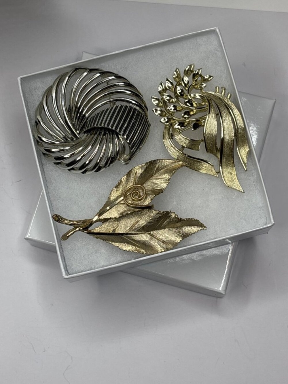 3 Vintage Designer Brooches: Marboux by Marcel Boucher, Lisner, BSK, MCM